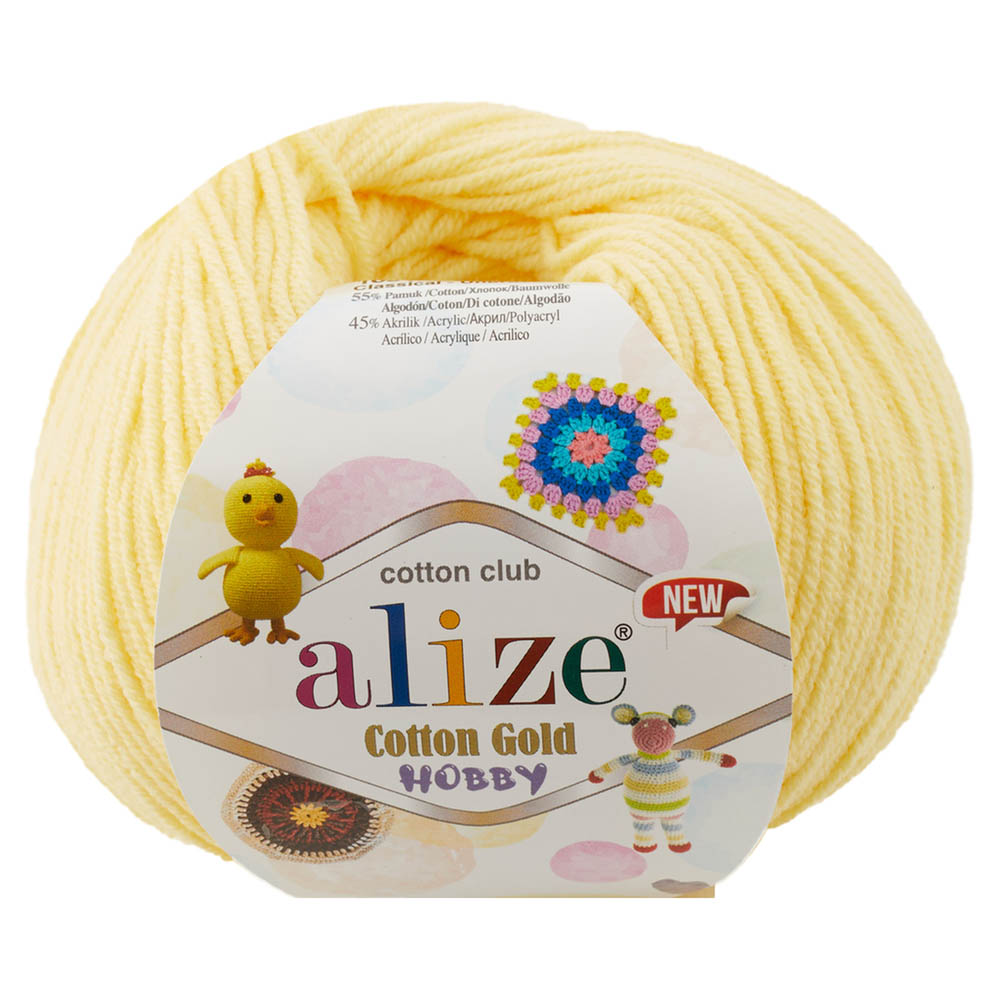 ALIZE COTTON GOLD HOBBY NEW 187 Пряжа для вязания ALIZE COTTON GOLD HOBBY NEW (№187) Светло-лимонный
