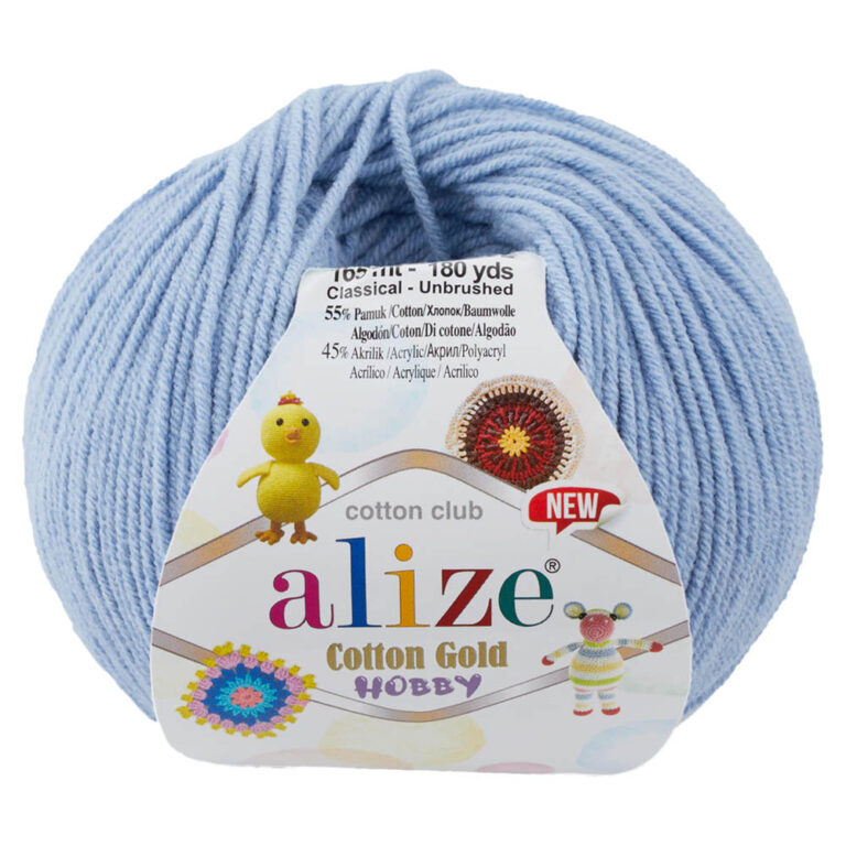Пряжа для вязания ALIZE COTTON GOLD HOBBY NEW (№40) Голубой