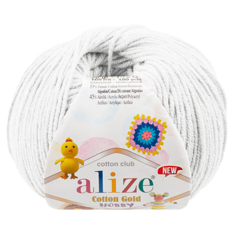 Пряжа для вязания ALIZE COTTON GOLD HOBBY NEW (№55) Белый