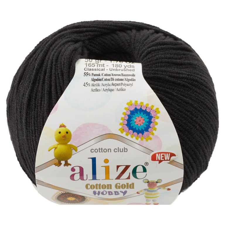 Пряжа для вязания ALIZE COTTON GOLD HOBBY NEW (№60) Черный