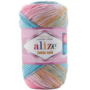 Пряжа для вязания ALIZE "COTTON GOLD BATIK" (№3970) Роз/гол/беж