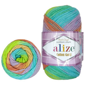Пряжа для вязания ALIZE "COTTON GOLD BATIK" (№4530) Попугай