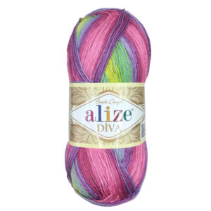 Пряжа для вязания ALIZE DIVA BATIK (№3241) Салатовый/фуксия
