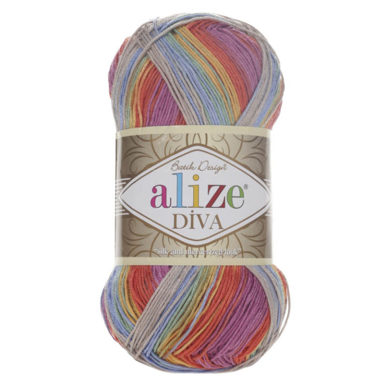 Пряжа для вязания ALIZE DIVA BATIK (№3242) Серый/голубой/желтый/розовый
