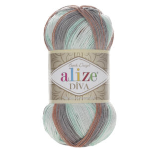 Пряжа для вязания ALIZE DIVA BATIK (№5550) Коричневый/голубой