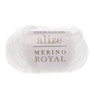 Пряжа для вязания ALIZE "MERINO ROYAL" (№55) Белый