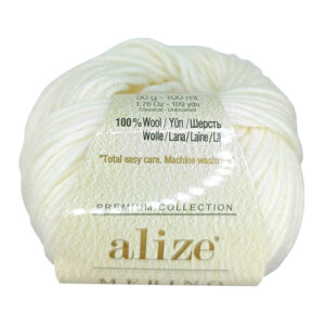 Пряжа для вязания ALIZE "MERINO ROYAL" (№62) Кремовый