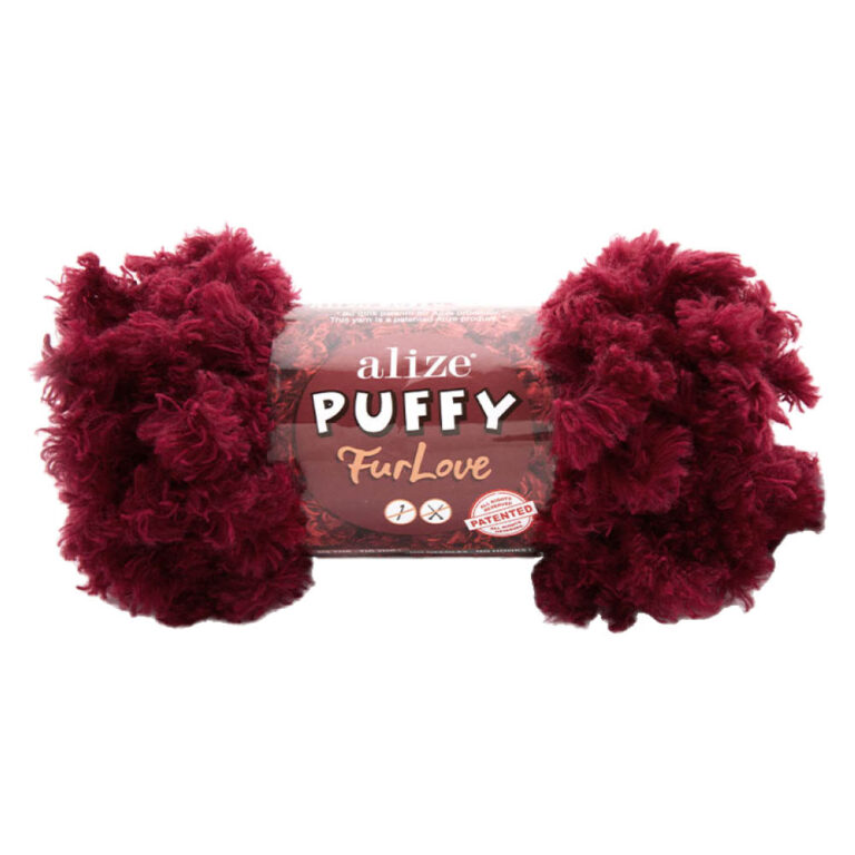 Пряжа для вязания ALIZE "PUFFY FURLOVE" (№107) Бордовый
