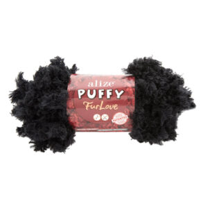 Пряжа для вязания ALIZE "PUFFY FURLOVE" (№60) Черный
