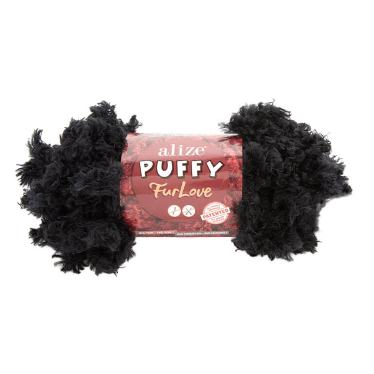 Пряжа для вязания ALIZE "PUFFY FURLOVE" (№60) Черный