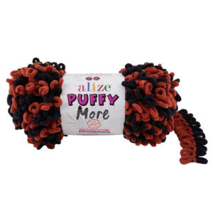 Пряжа для вязания ALIZE "PUFFY MORE" (№6262) Терракот/черный