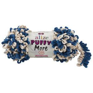 Пряжа для вязания ALIZE "PUFFY MORE" (№6263) Джинсовый/молочный