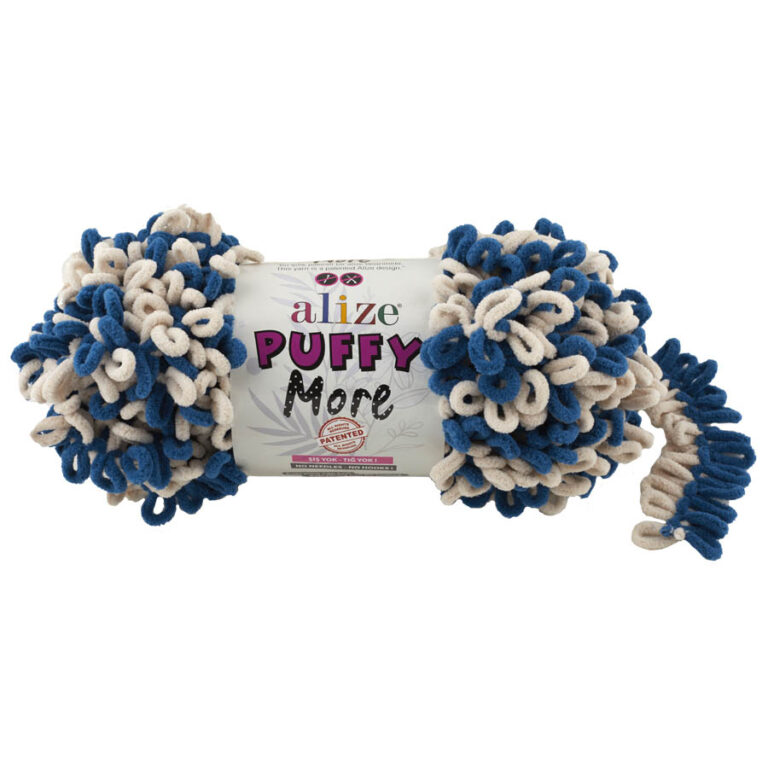 Пряжа для вязания ALIZE "PUFFY MORE" (№6263) Джинсовый/молочный