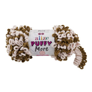 Пряжа для вязания ALIZE "PUFFY MORE" (№6264) Белый/оливковый