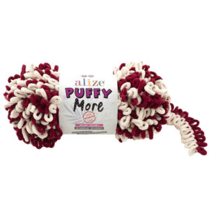 Пряжа для вязания ALIZE "PUFFY MORE" (№6271) Белый/бордо