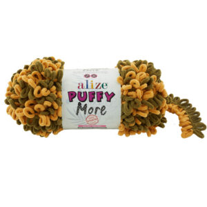 Пряжа для вязания ALIZE "PUFFY MORE" (№6277) Темно-желтый/олива