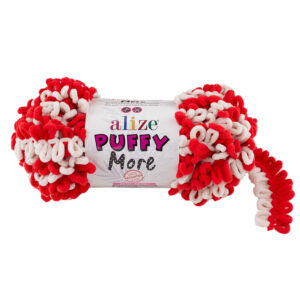 Пряжа для вязания ALIZE "PUFFY MORE" (№6286) Красный/белый