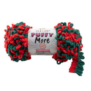 Пряжа для вязания ALIZE "PUFFY MORE" (№6292) Красный/зеленый