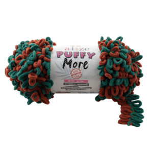 Пряжа для вязания ALIZE "PUFFY MORE" (№6294) Терракот/зеленый