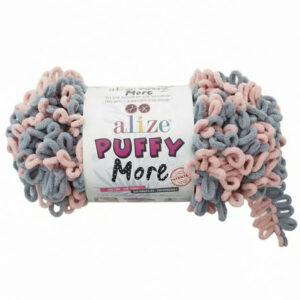 Пряжа для вязания ALIZE "PUFFY MORE" (№6449) Розовый/серый