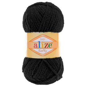 Пряжа для вязания ALIZE "SOFTY" (№1060) Черный теплый