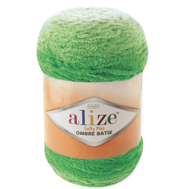 Пряжа для вязания ALIZE "SOFTY PLUS OMBRE BATIK" (№7287) Ярко-зеленый