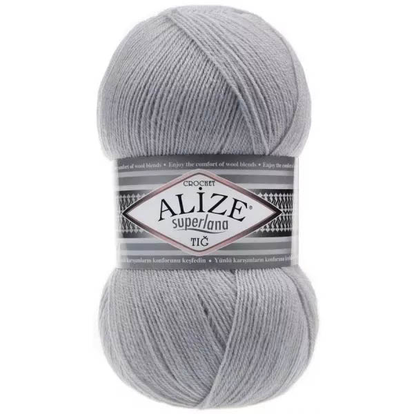 Пряжа для вязания ALIZE "SUPERLANA TIG" (№698) Серебро