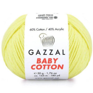 Пряжа для вязания GAZZAL "BABY COTTON" (№3413) Св.желтый