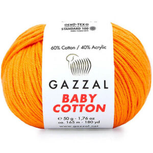 Пряжа для вязания GAZZAL "BABY COTTON" (№3416) Св.оранжевый