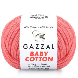 Пряжа для вязания GAZZAL "BABY COTTON" (№3435) Розовый коралл