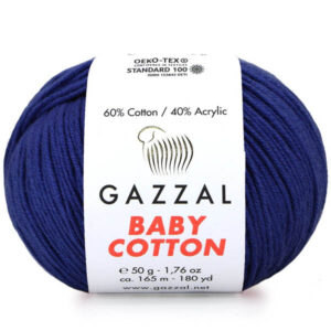Пряжа для вязания GAZZAL "BABY COTTON" (№3438) Темно-синий