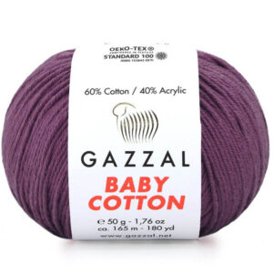 Пряжа для вязания GAZZAL "BABY COTTON" (№3441) Темно-фиолетовый