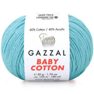 Пряжа для вязания GAZZAL "BABY COTTON" (№3451) Голубая бирюза