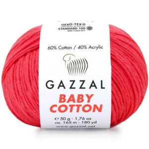 Пряжа для вязания GAZZAL "BABY COTTON" (№3458) Яр.коралловый