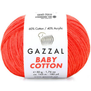 Пряжа для вязания GAZZAL "BABY COTTON" (№3459) Коралловый