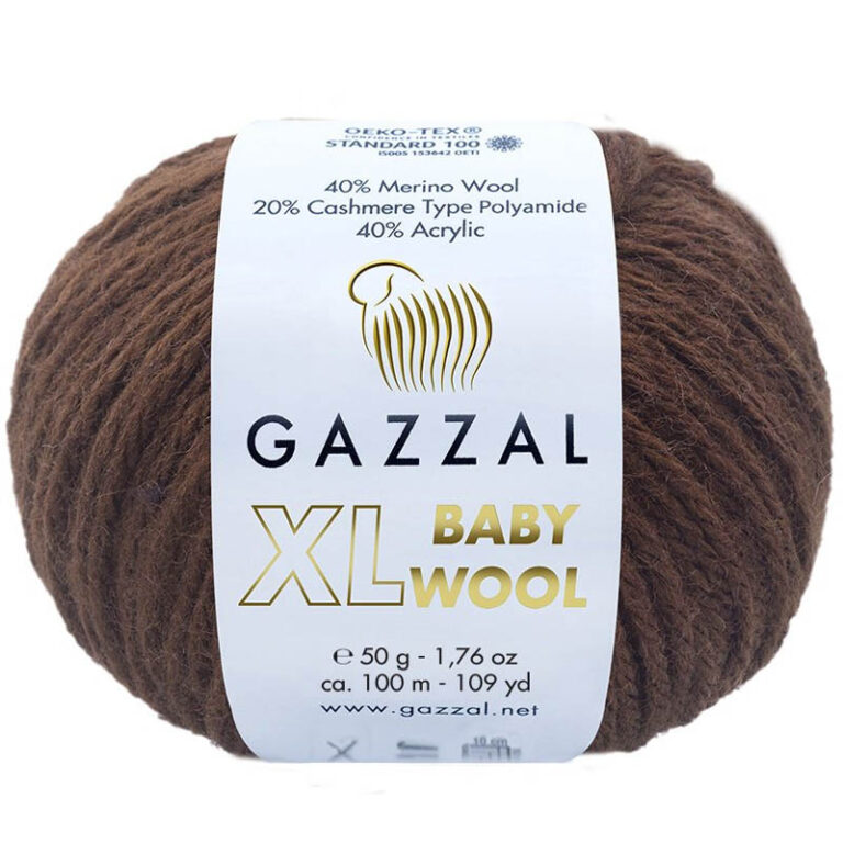 Пряжа для вязания GAZZAL "BABY WOOL XL" (№807) Коричневый
