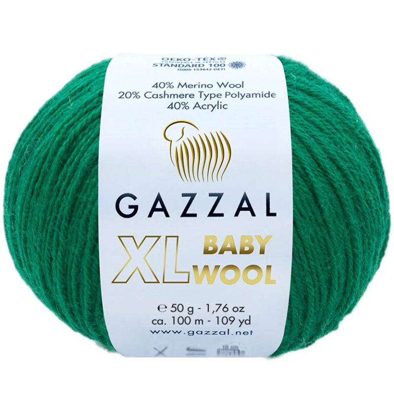 Пряжа для вязания GAZZAL "BABY WOOL XL" (№814) Т.зеленый