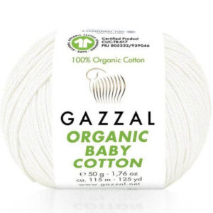 Пряжа для вязания GAZZAL "ORGANIC BABY COTTON" (№415) Белый