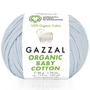 Пряжа для вязания GAZZAL "ORGANIC BABY COTTON" (№417) Нежно-голубой