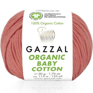 Пряжа для вязания GAZZAL "ORGANIC BABY COTTON" (№419) Коралл
