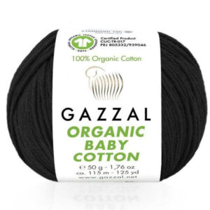 Пряжа для вязания GAZZAL "ORGANIC BABY COTTON" (№430) Черный