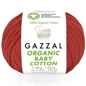 Пряжа для вязания GAZZAL "ORGANIC BABY COTTON" (№432) Алый