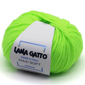 Пряжа для вязания LANA GATTO "MAXI SOFT" (№А1783) Неон лайм салатовый