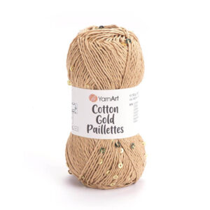 Пряжа для вязания YARNART "COTTON GOLD PAILLETTES" (№7105) Бежевый/пайетки золото