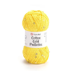 Пряжа для вязания YARNART "COTTON GOLD PAILLETTES" (№7106) Желтый/пайетки золото