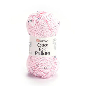 Пряжа для вязания YARNART "COTTON GOLD PAILLETTES" (№7107) Розовый/пайетки серебро
