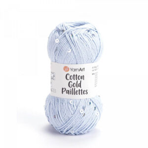 Пряжа для вязания YARNART "COTTON GOLD PAILLETTES" (№7109) Перванш/пайетки серебро