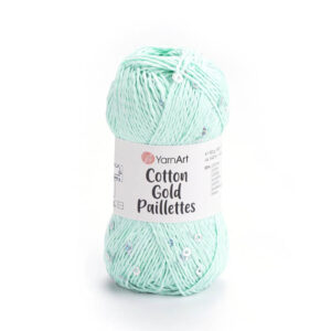 Пряжа для вязания YARNART "COTTON GOLD PAILLETTES" (№7112) Мята/пайетки серебро