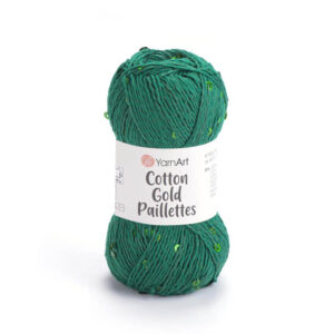 Пряжа для вязания YARNART "COTTON GOLD PAILLETTES" (№7114) Зеленый/пайетки зеленые