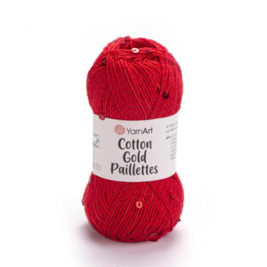 Пряжа для вязания YARNART "COTTON GOLD PAILLETTES" (№7115) Красный/пайетки красные